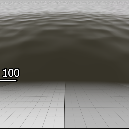 An in-game screenshot of the water with the number 100. The number is pointing at the fog.